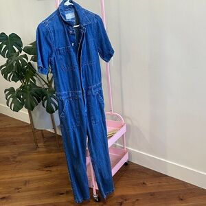 Everlane Blue Denim Jumpsuit with Button Detail